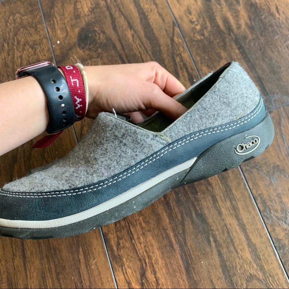 Chaco | Sloan Wool Loafer Slip On Flats Gray Blue Grip Sole - Picture 3 of 6